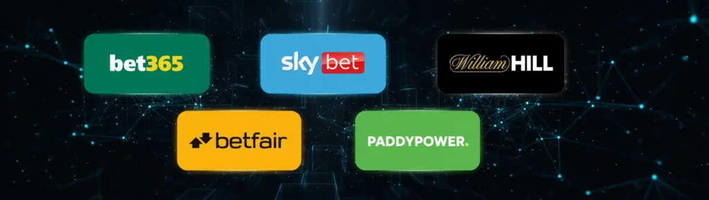 Comparison of top 5 betting sites including Bet365, Sky Bet, William Hill, Betfair and Paddy Power